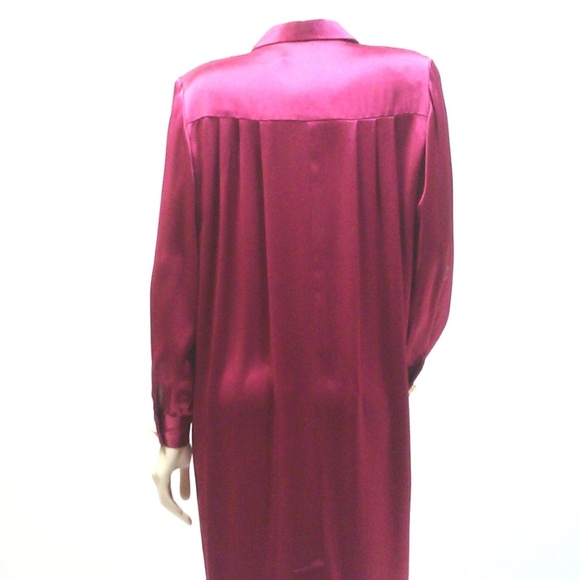 80s Satin Shirt Dress Pleated Shift Elegant Cocktail Barbiecore 10P - Picture 4 of 7